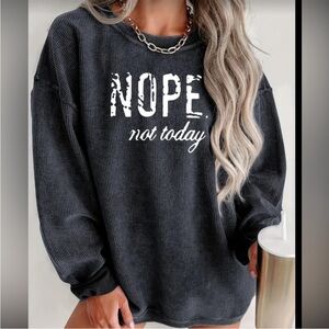 Crewneck Graphic Sweatshirt Ribbed Texture Novelty